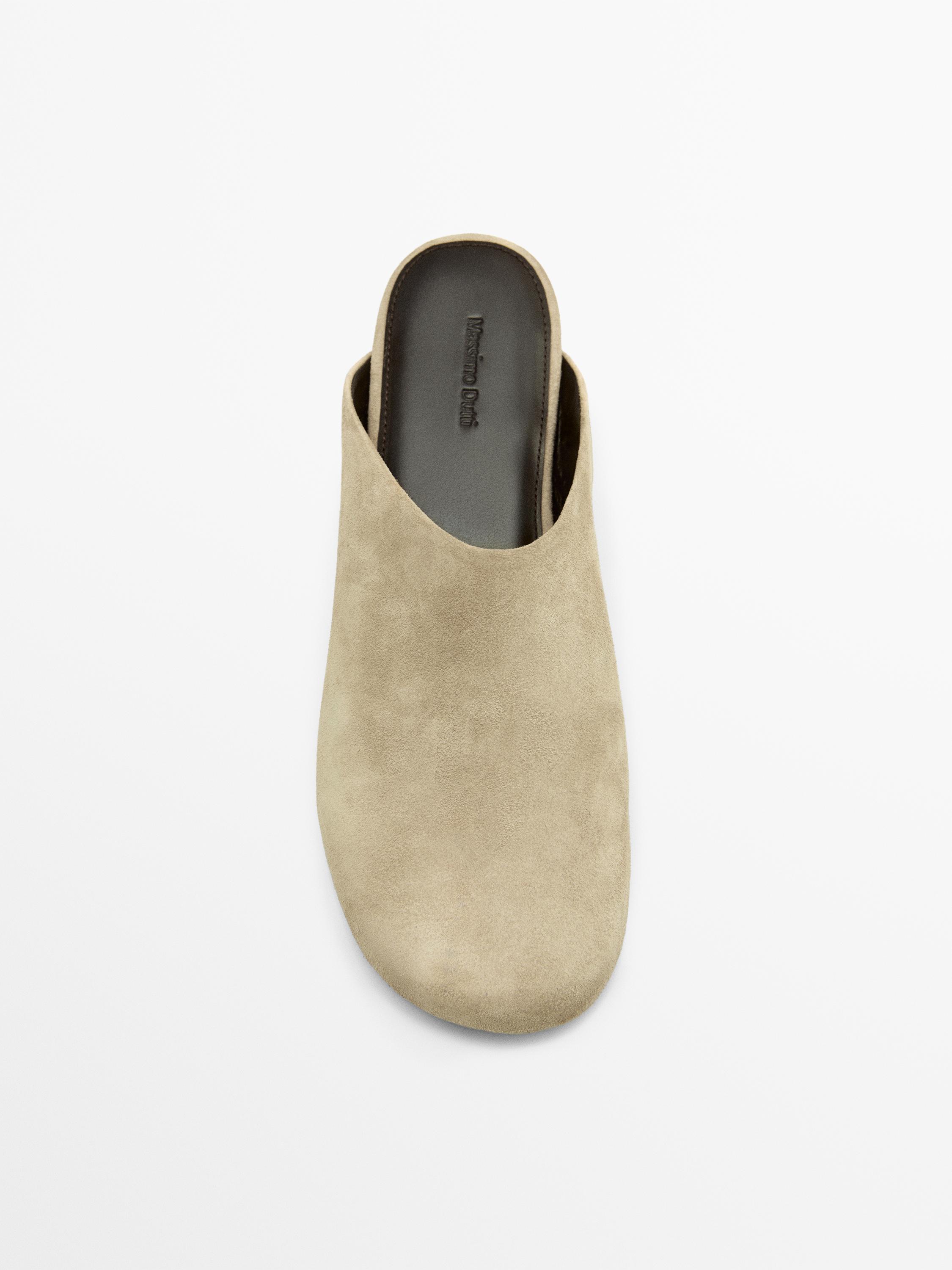 Split suede clogs